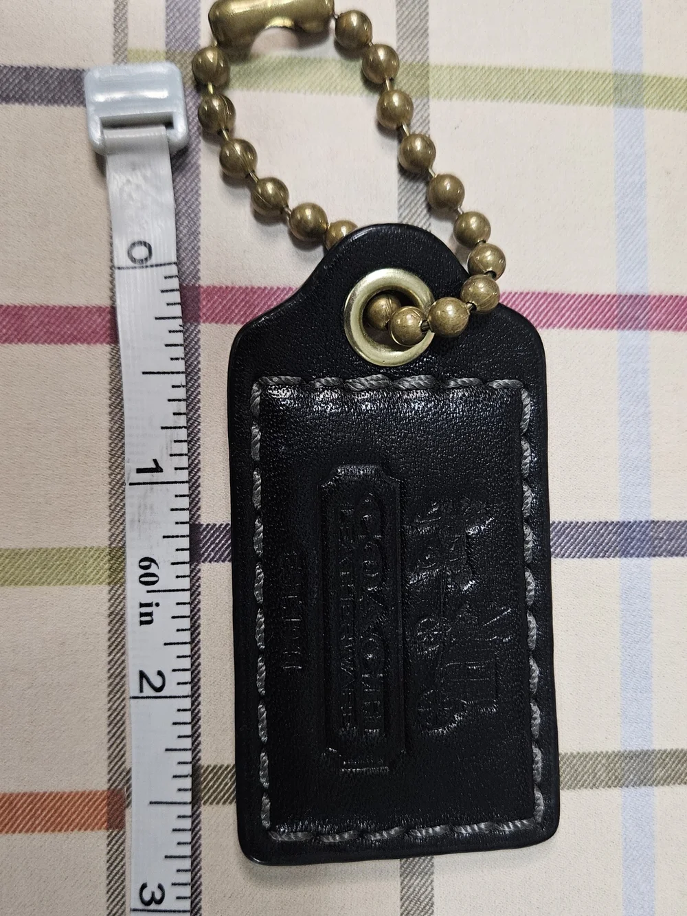Coach BLEECKER LEATHERWARE Hangtag w/Large Brass Ballchain Black